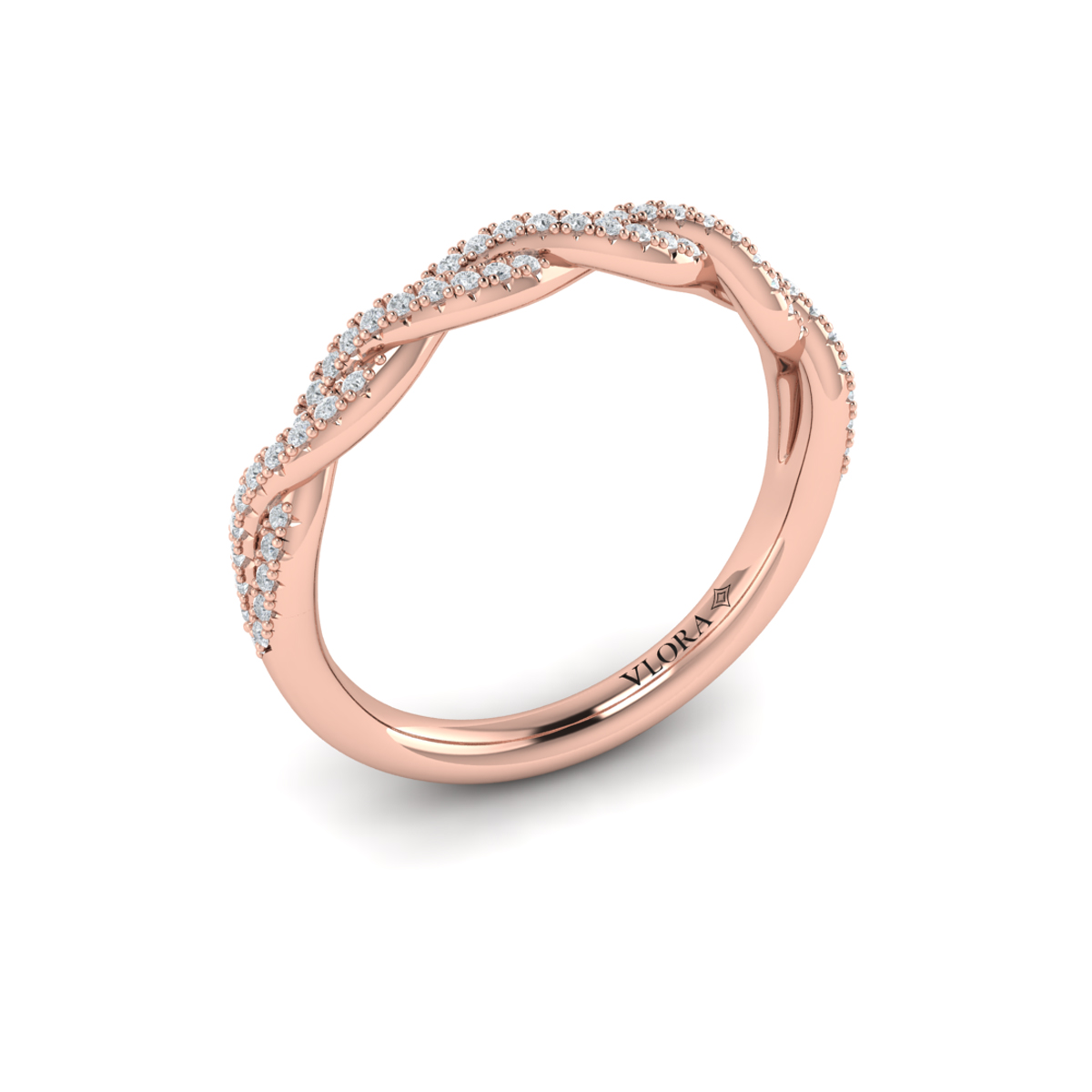 Matching Band for Twist Diamond Engagement Ring with Hidden Halo
