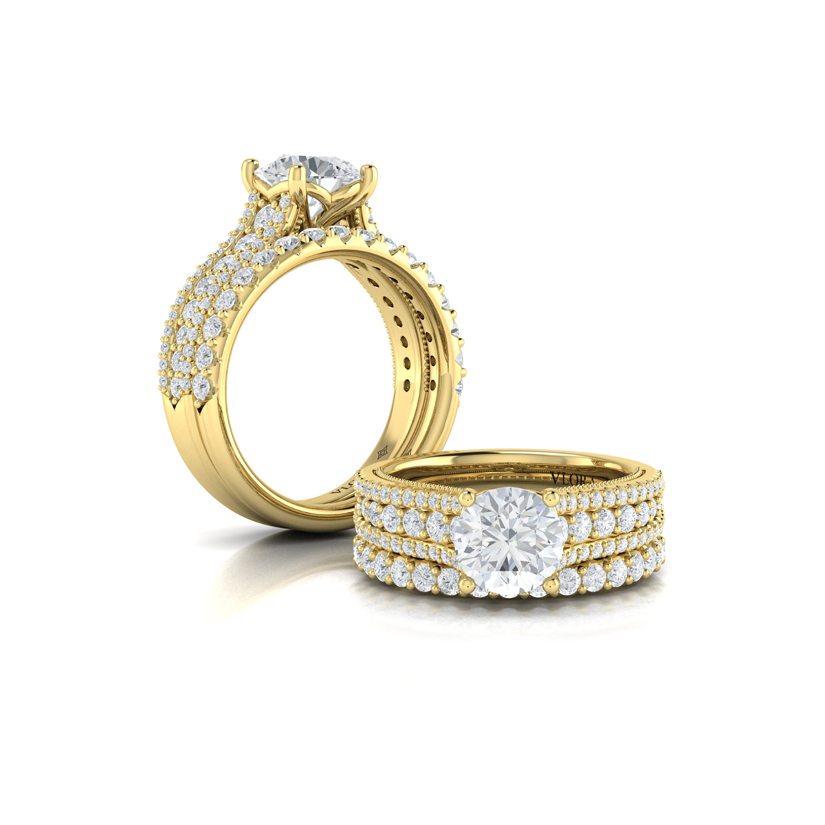 Matching Band for Bold Cathedral Round Diamond Engagement Ring