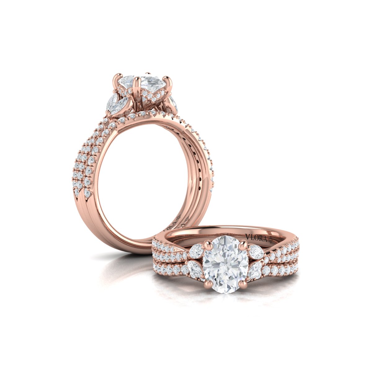 Matching Band for Enchanted Vine Oval Hidden Halo Engagement Ring
