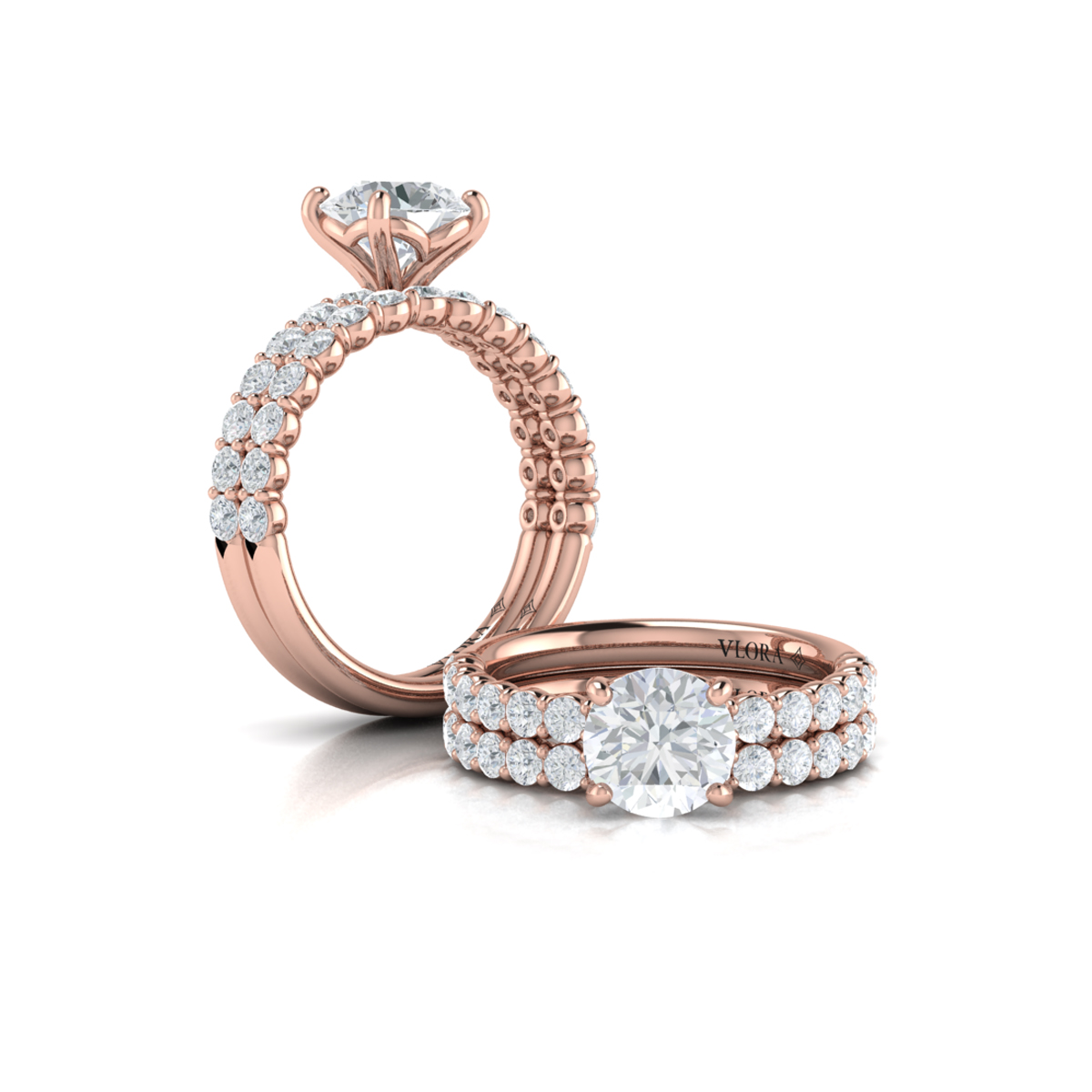 Matching Band for Graceful Round Diamond Engagement Ring