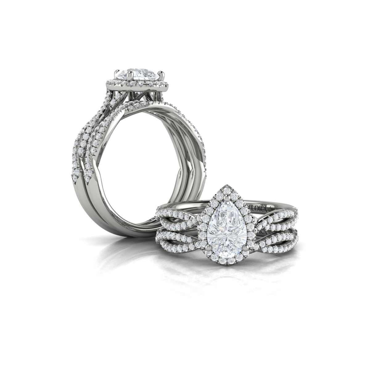 Matching Band for Entwined Pear Halo Engagement Ring