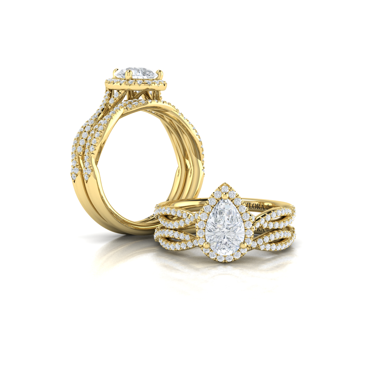 Matching Band for Entwined Pear Halo Engagement Ring