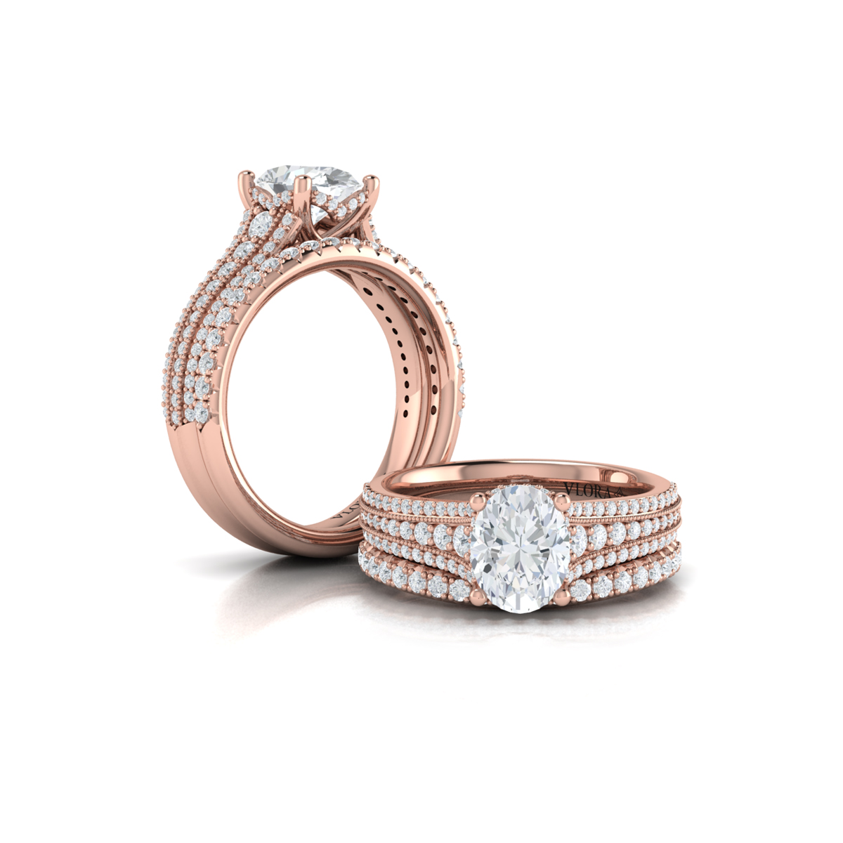Matching Band for Elegant Oval Modern Vintage Engagement Ring