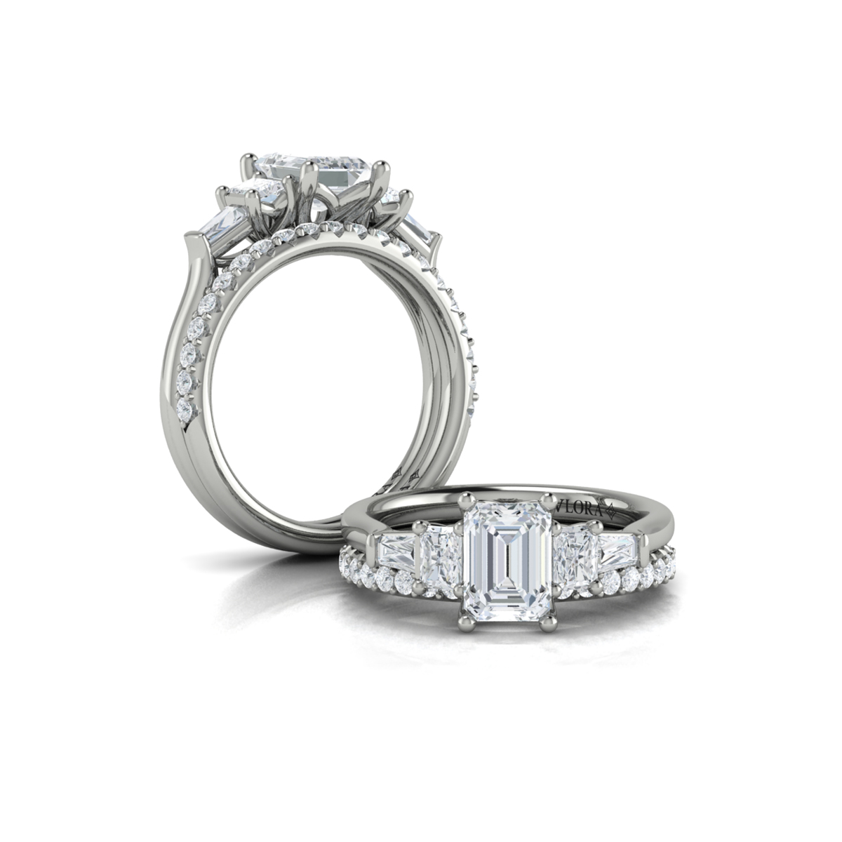 Matching Band for Quintet Emerald Cut Engagement Ring