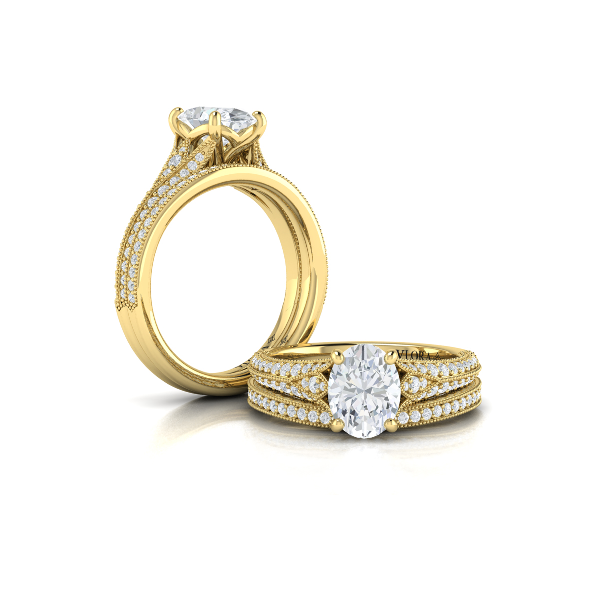 Matching Band for Vintage Splendor Oval Split Shank Engagement Ring