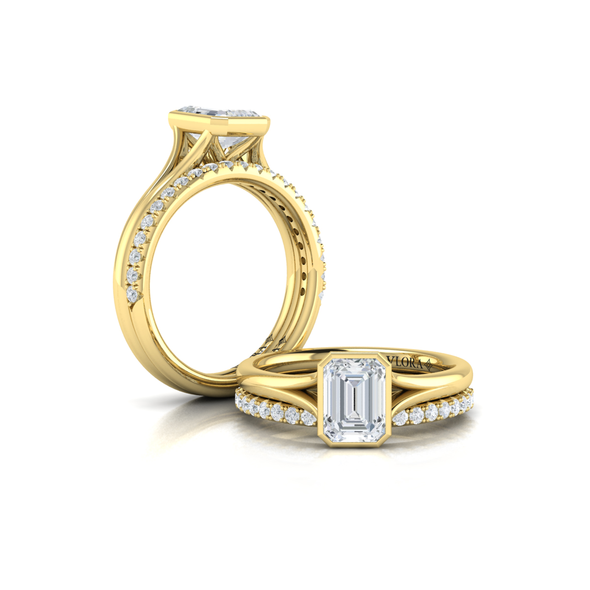 Matching Band for Signature Solitaire Emerald Cut Bezel Engagement Ring