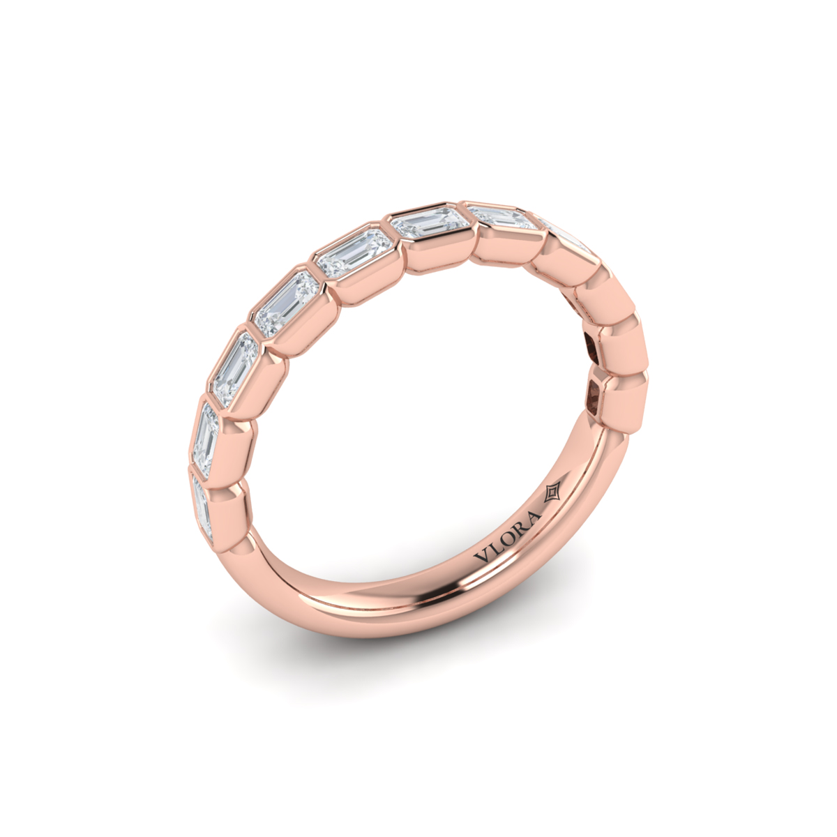 Matching Band for Bezeled Emerald Cut Engagement Ring