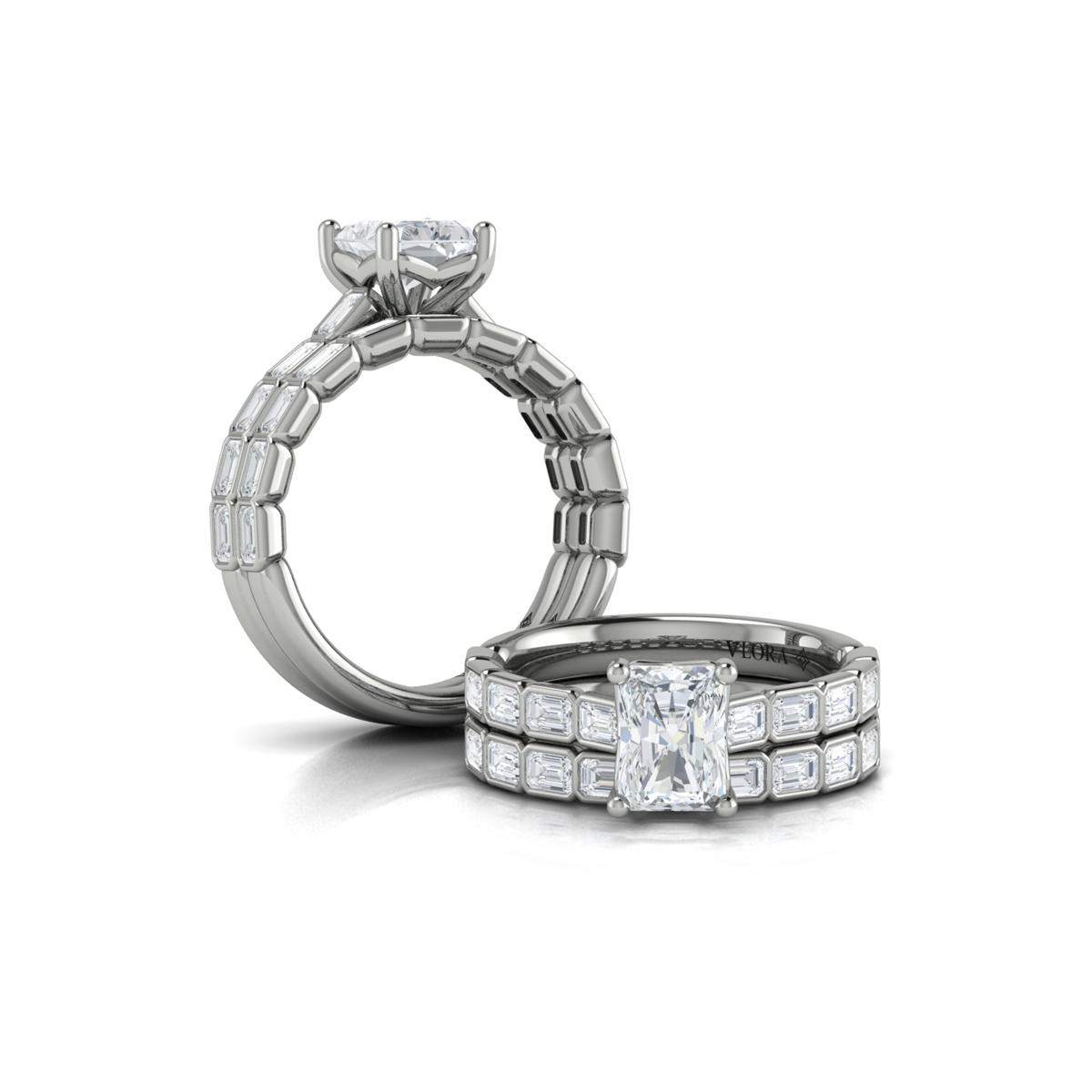 Matching Band for Bezeled Emerald Cut Engagement Ring