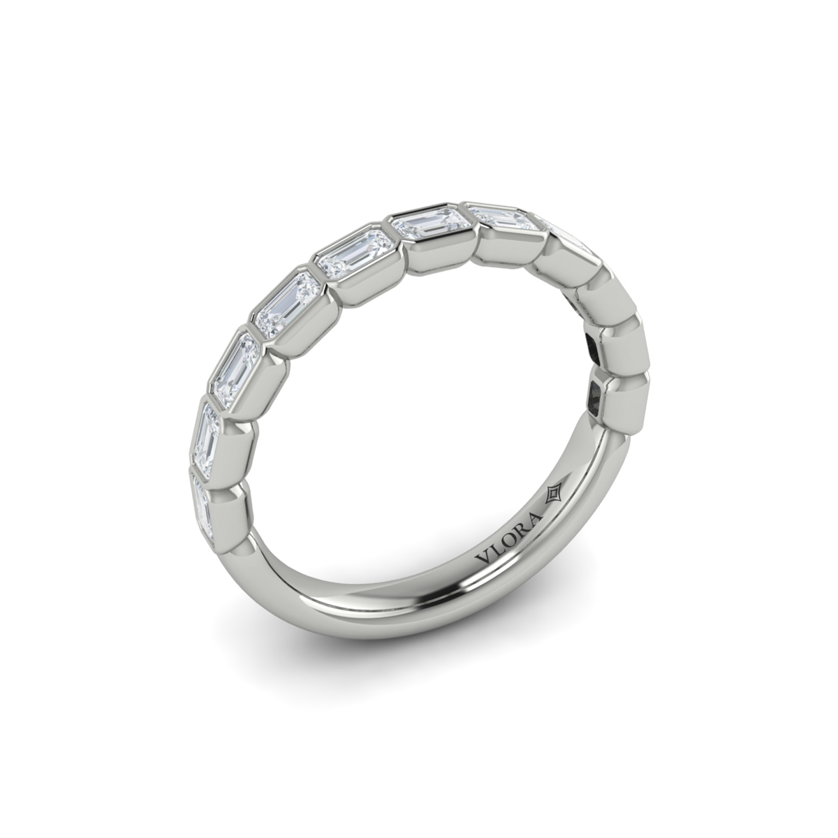 Matching Band for Bezeled Emerald Cut Engagement Ring