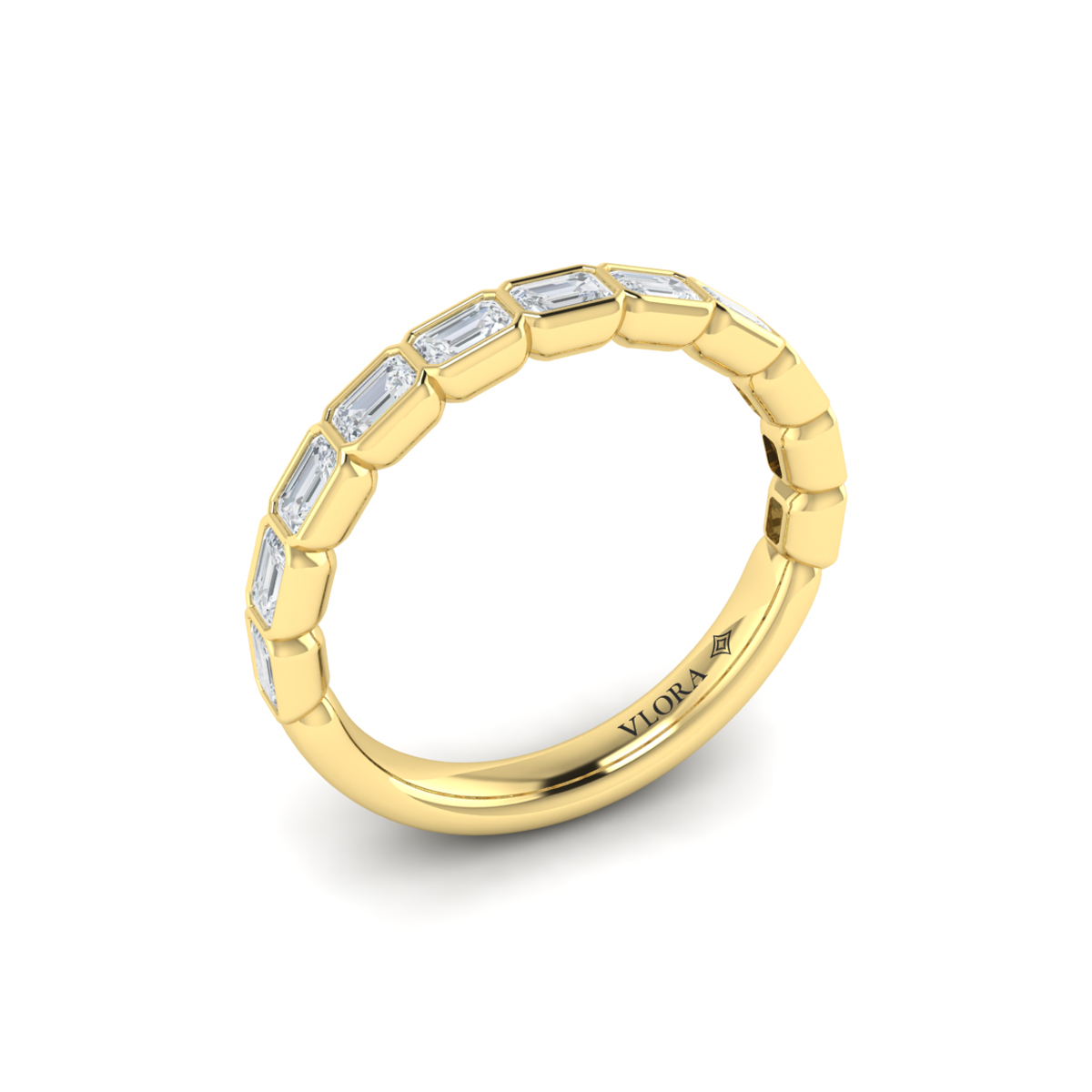 Matching Band for Bezeled Emerald Cut Engagement Ring