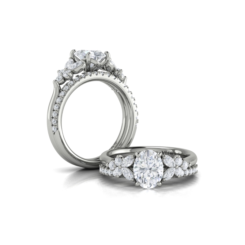 Matching Band for Floral Marquise Cluster Oval Engagement Ring