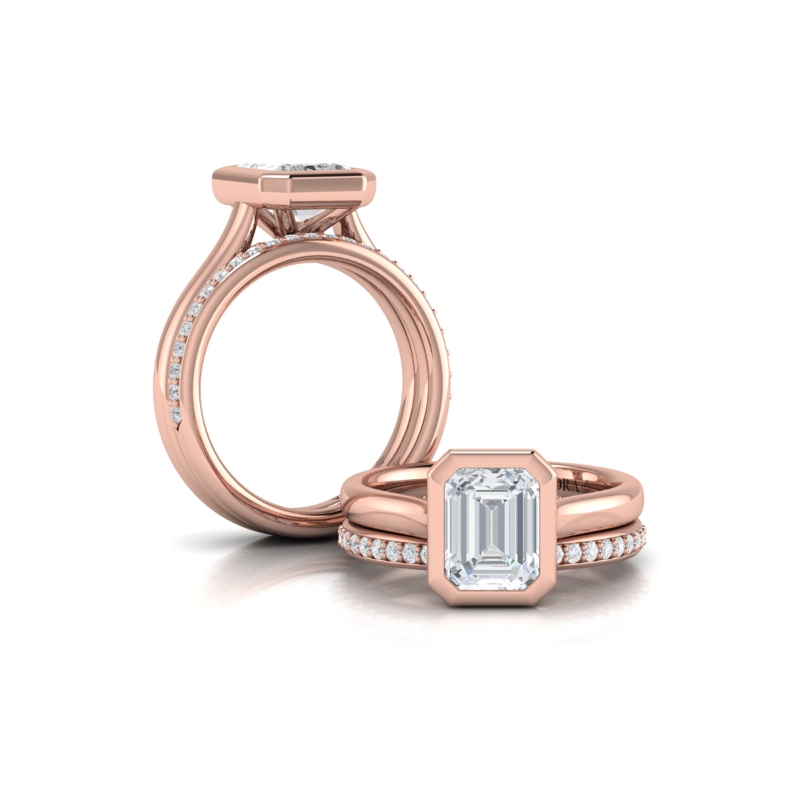 Matching Band for Bold Bezel Emerald Cut Engagement Ring