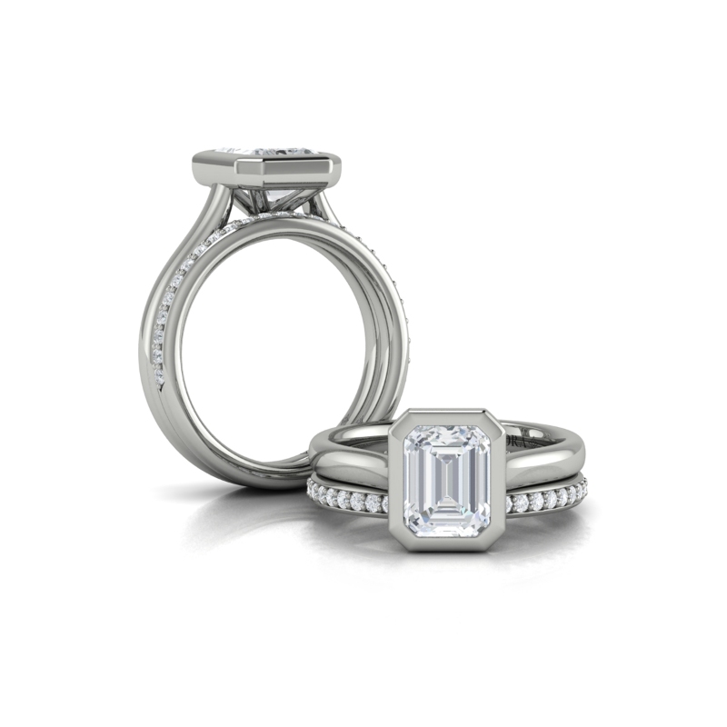 Matching Band for Bold Bezel Emerald Cut Engagement Ring