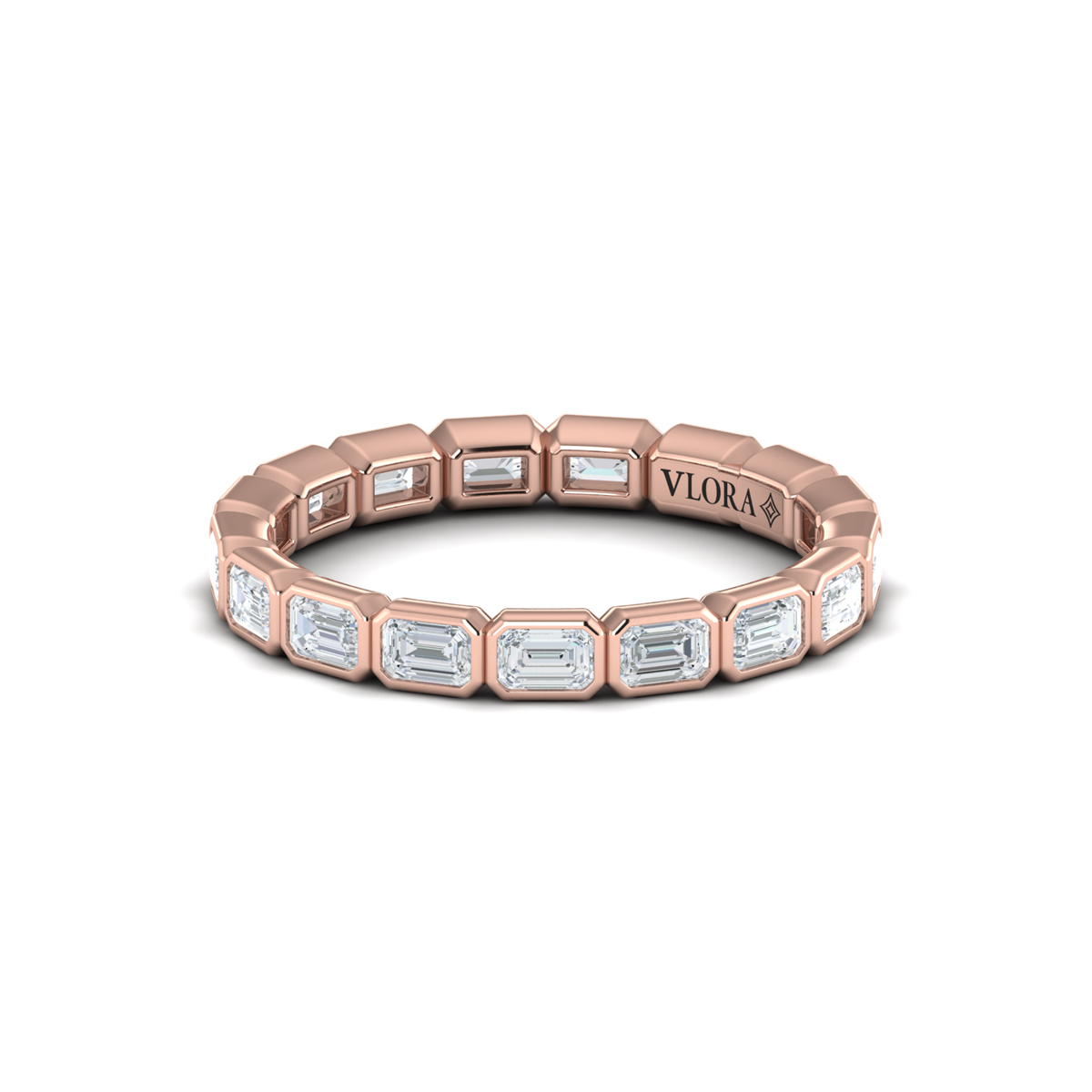 Bezel Set Emerald Cut Eternity Ring