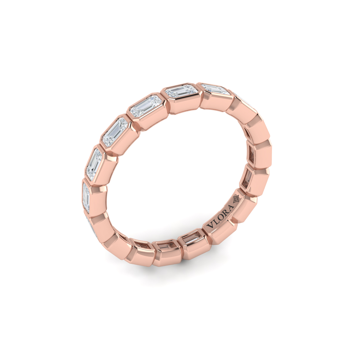 Bezel Set Emerald Cut Eternity Ring