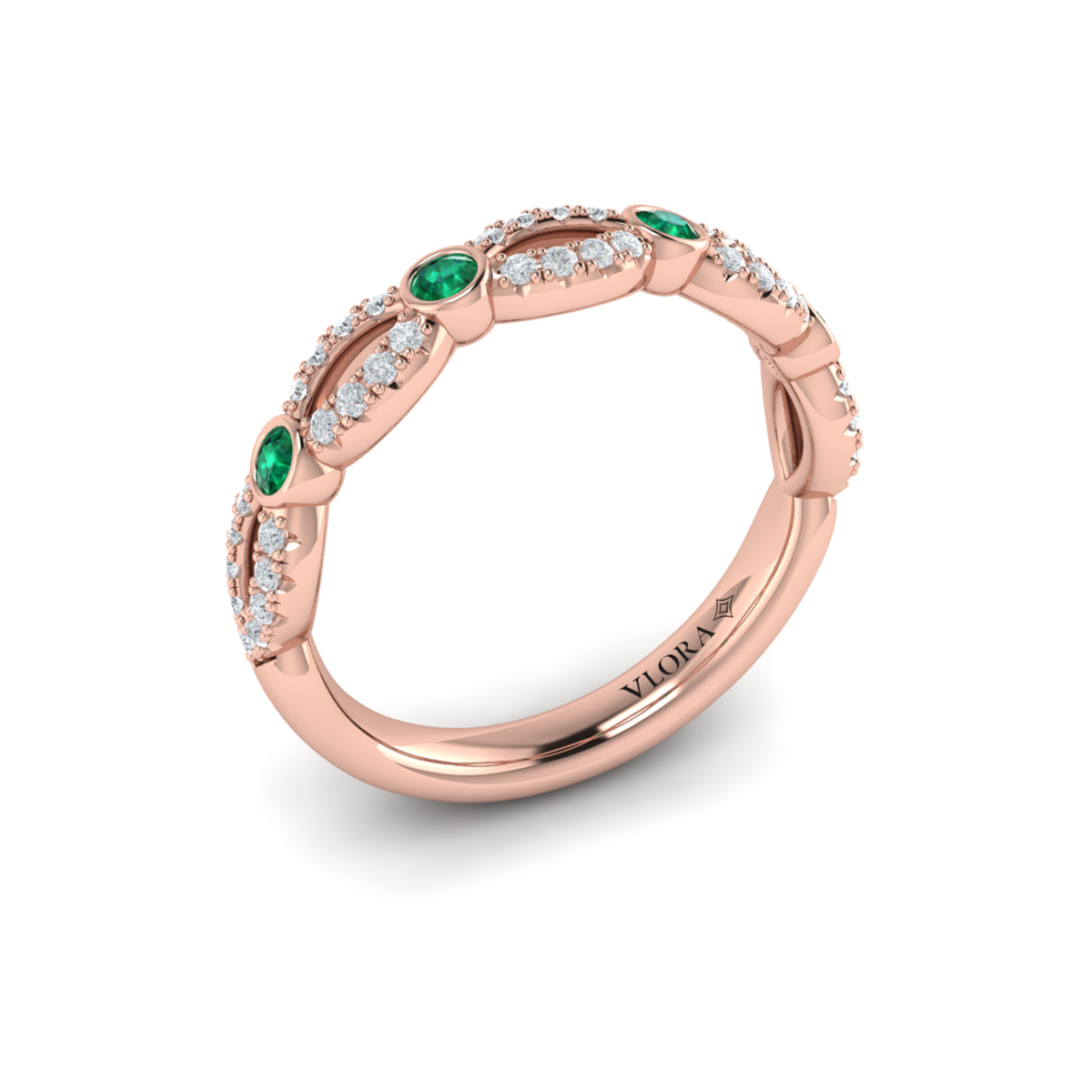 Diamond and Emerald Cascade Band