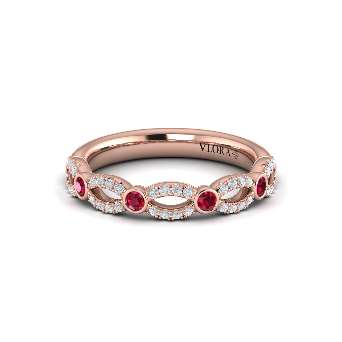 Diamond and Ruby Cascade Band