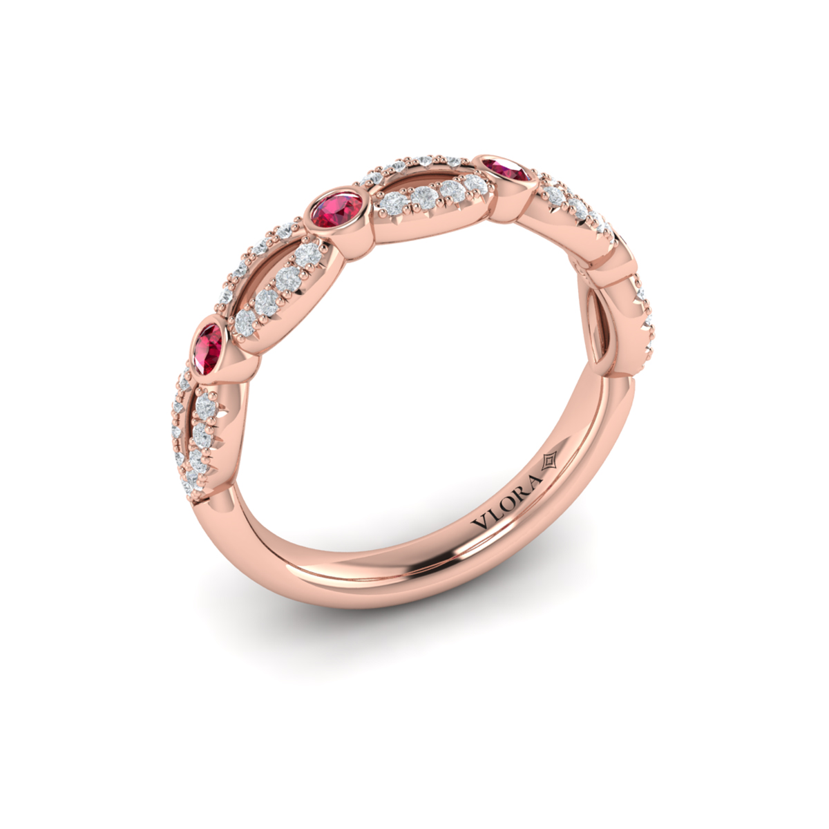 Diamond and Ruby Cascade Band