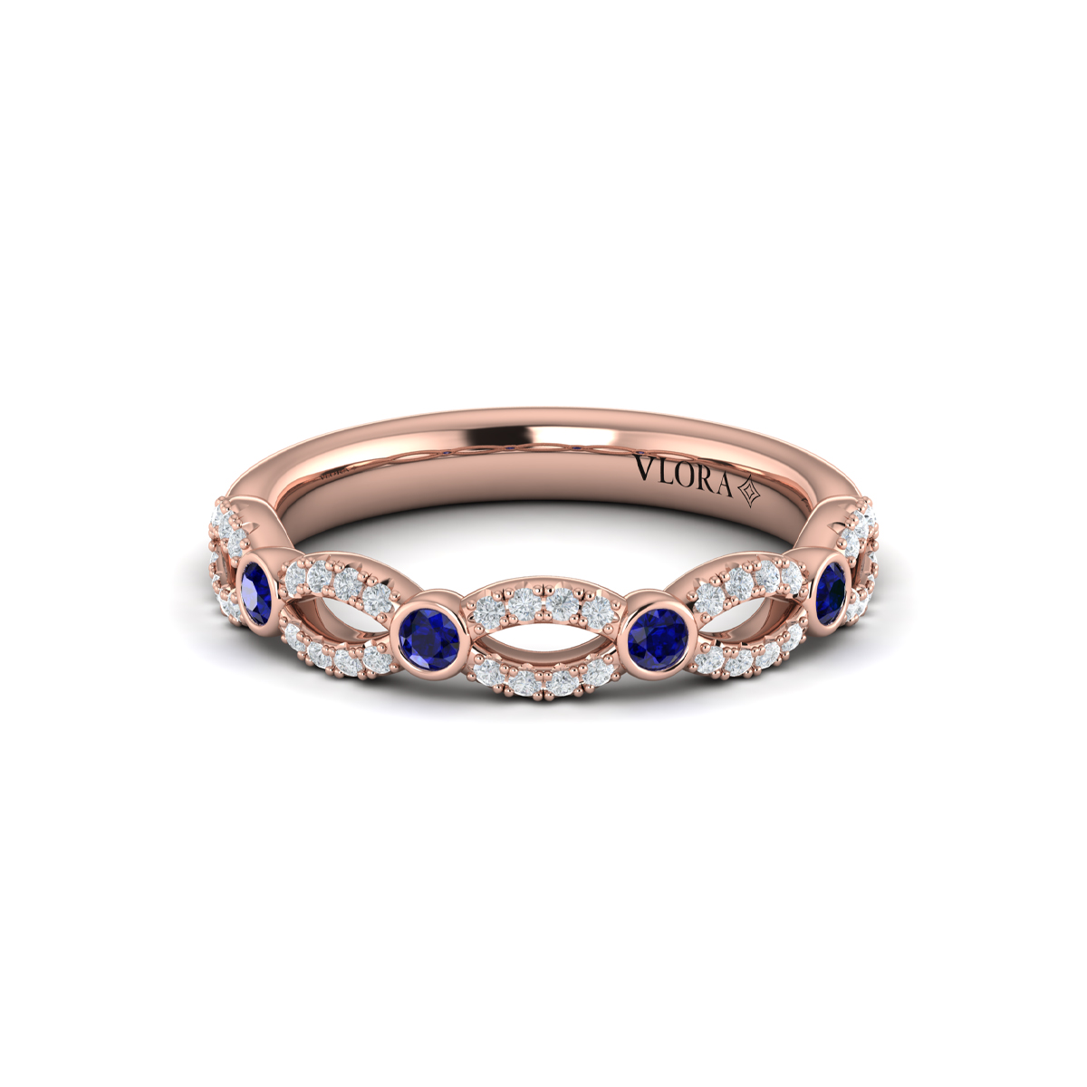 Diamond and Sapphire Cascade Band