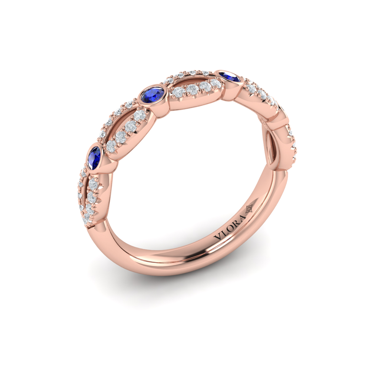 Diamond and Sapphire Cascade Band