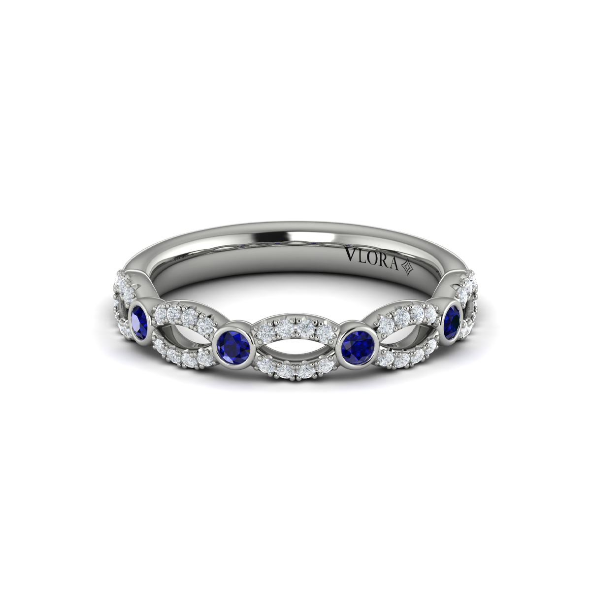 Diamond and Sapphire Cascade Band