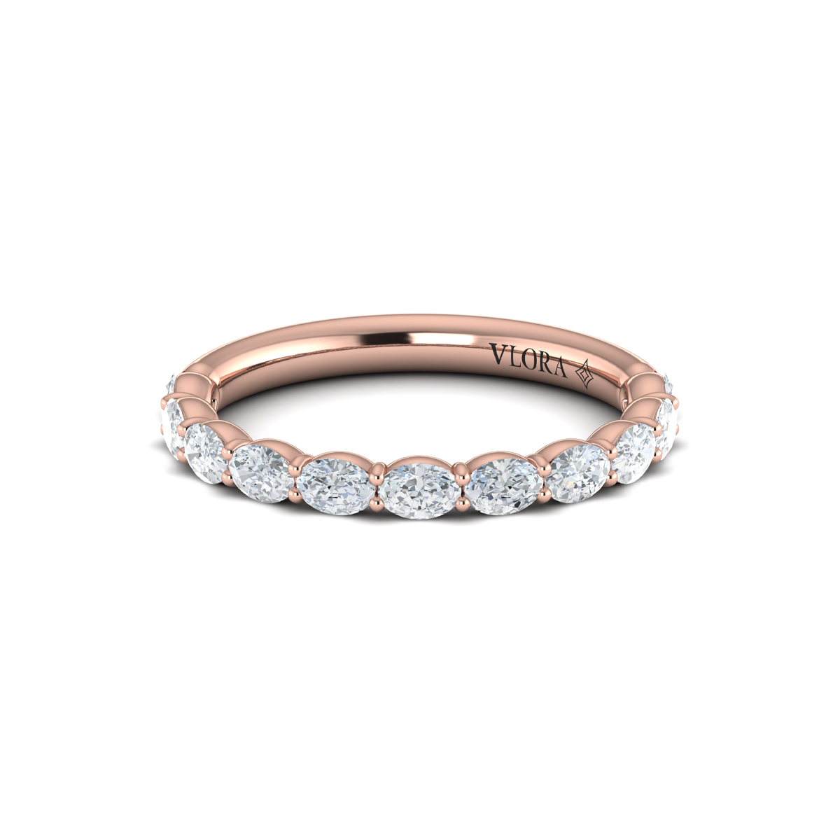 Graceful Oval Shared Prong Stackable Band