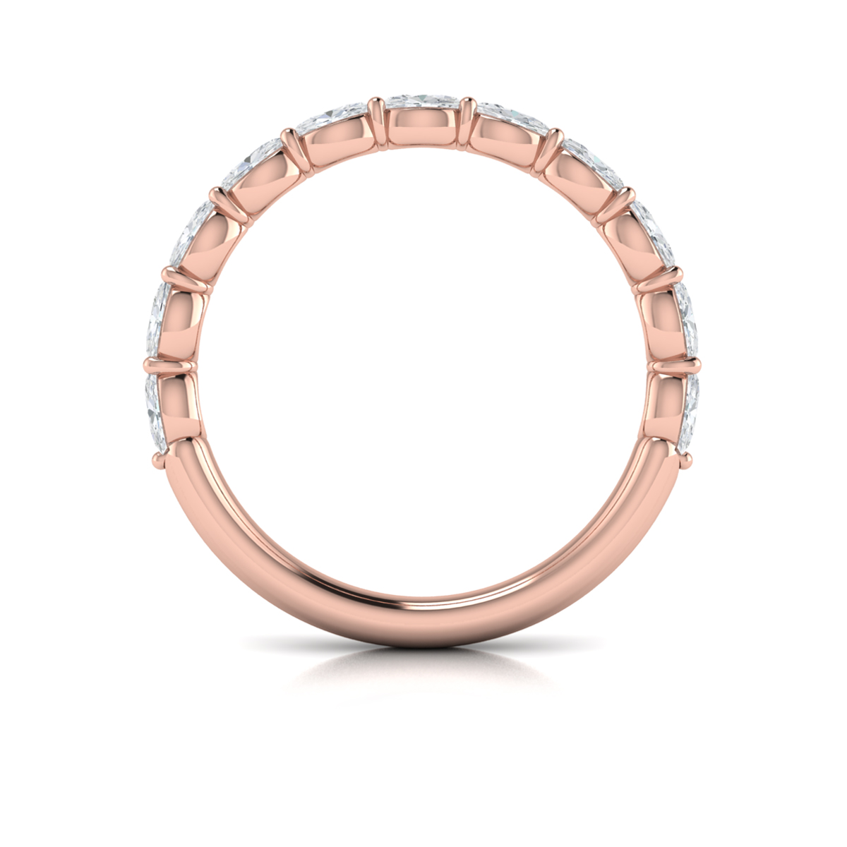 Graceful Oval Shared Prong Stackable Band