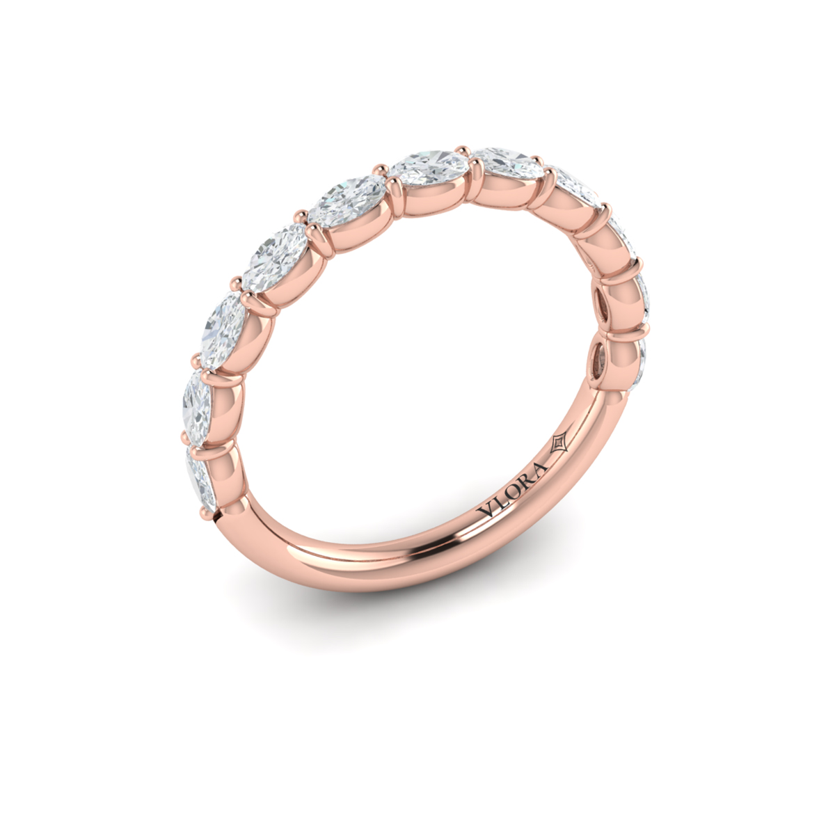 Graceful Oval Shared Prong Stackable Band