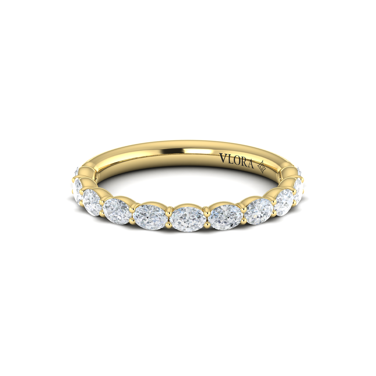 Graceful Oval Shared Prong Stackable Band