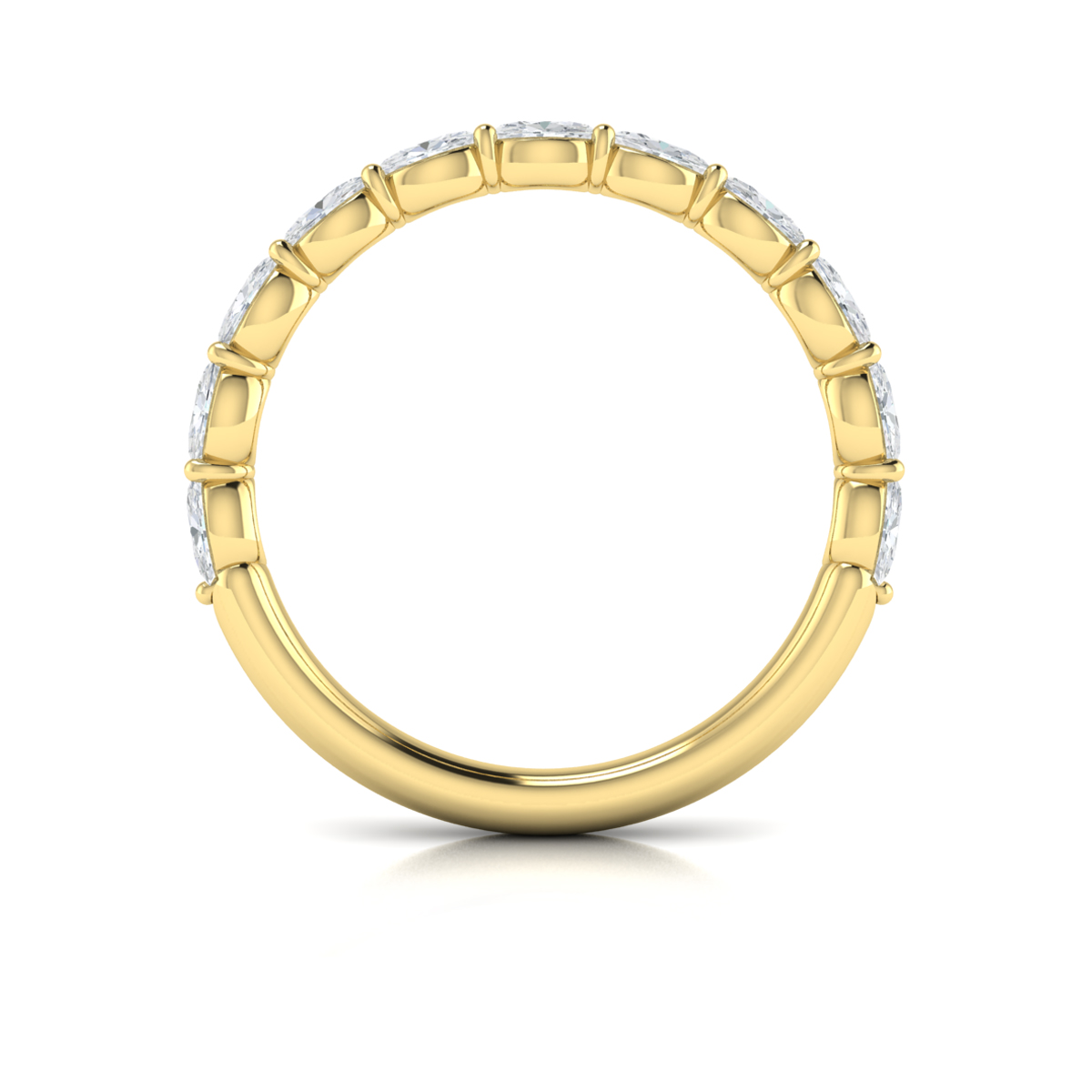 Graceful Oval Shared Prong Stackable Band