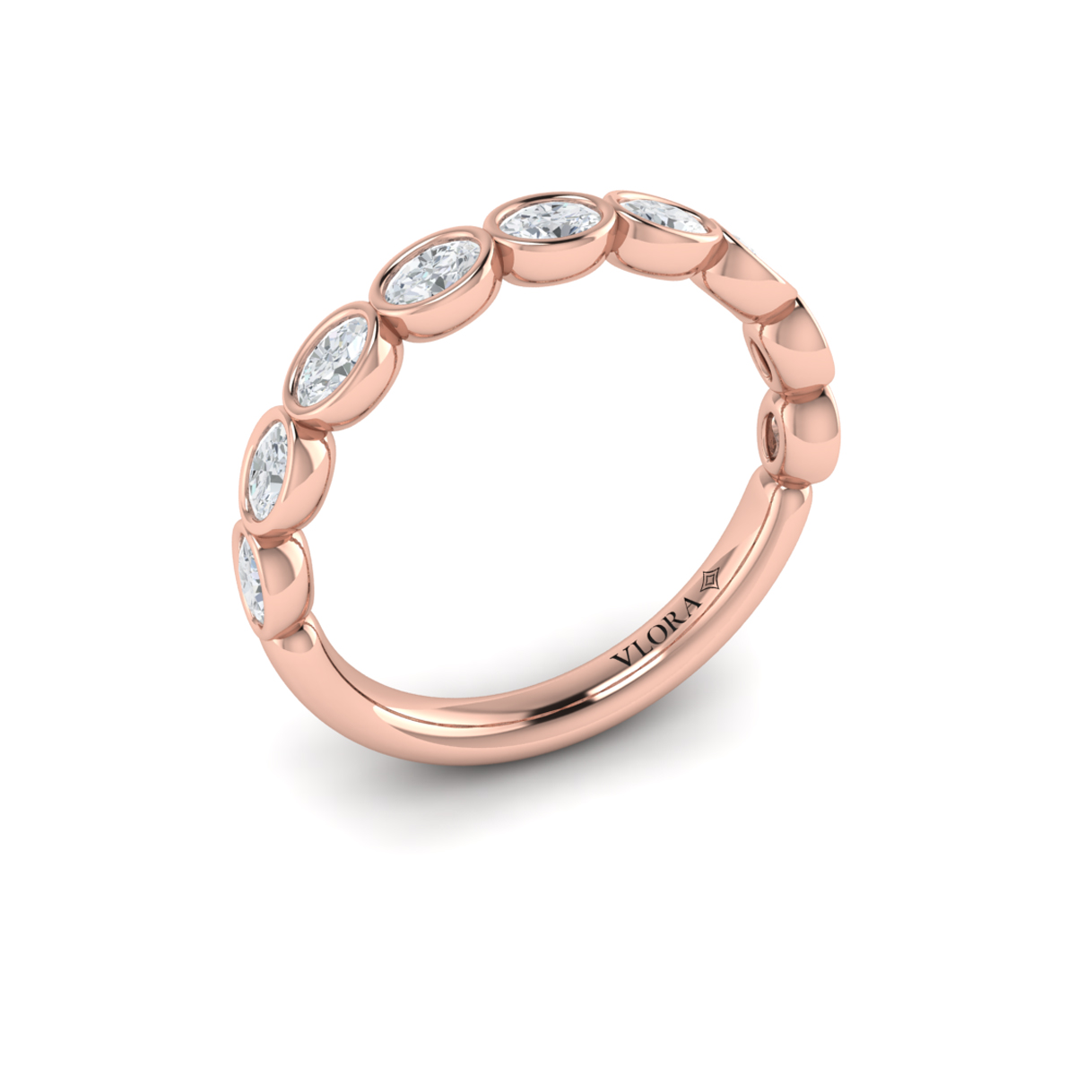 Bezel-Set Oval Stackable Band