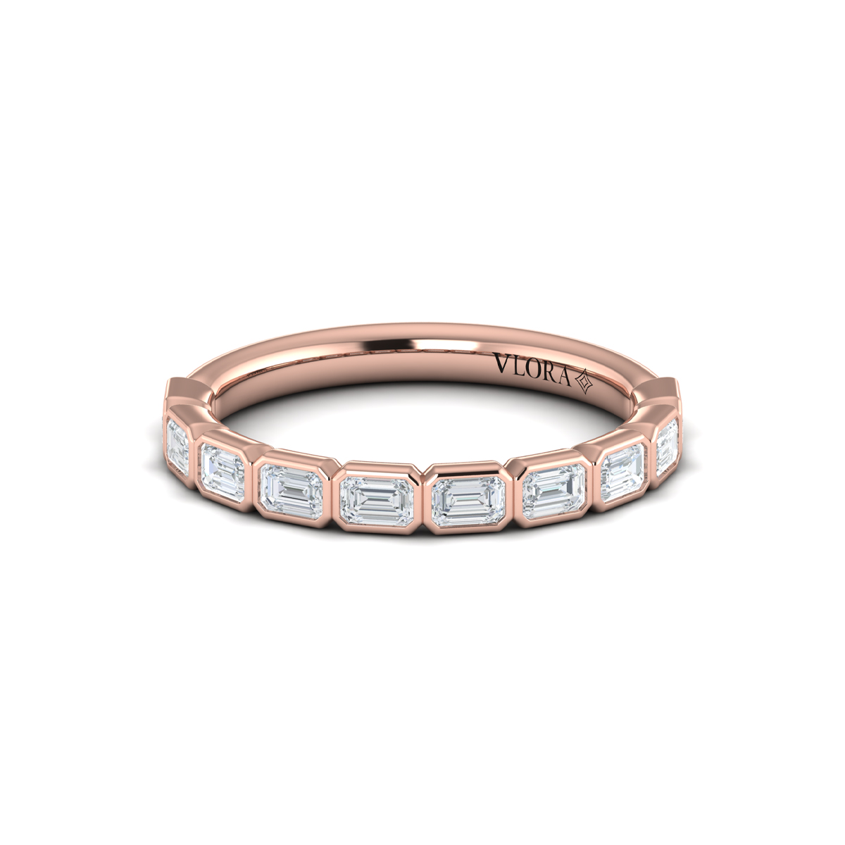 Bezel-Set Emerald Cut Stackable Band