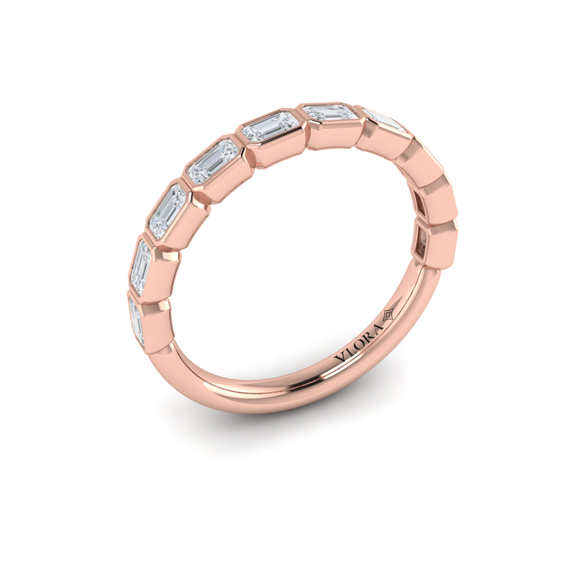 Bezel-Set Emerald Cut Stackable Band