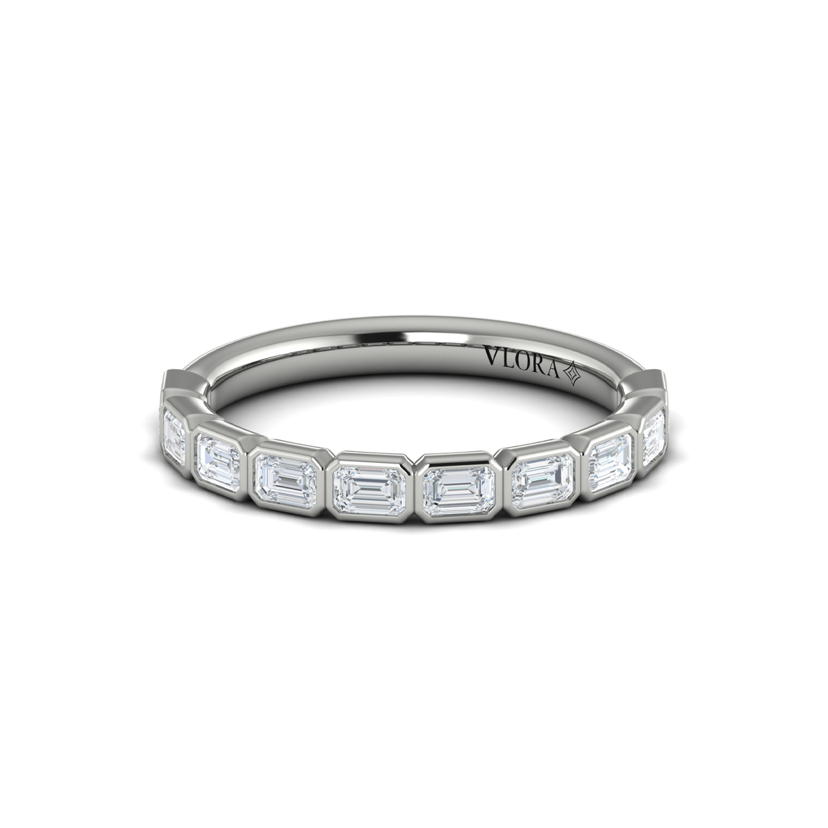Bezel-Set Emerald Cut Stackable Band