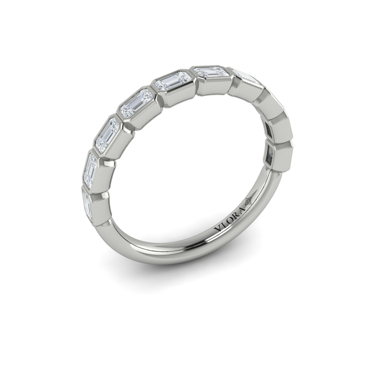 Bezel-Set Emerald Cut Stackable Band
