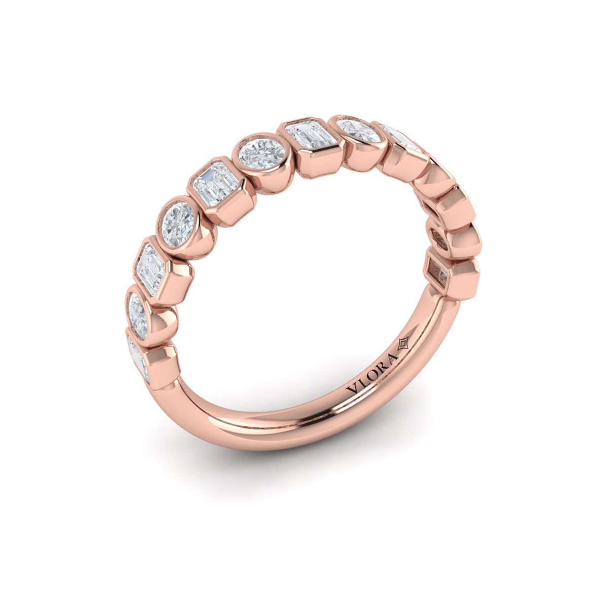 Geometric Bezel-Set Stackable Band