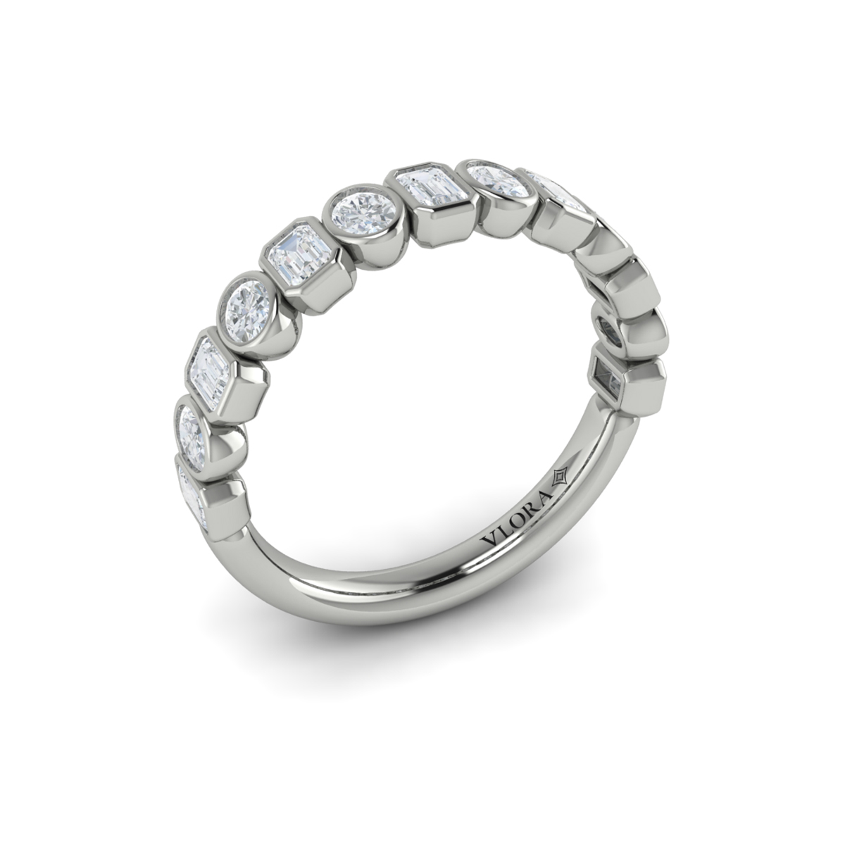 Geometric Bezel-Set Stackable Band