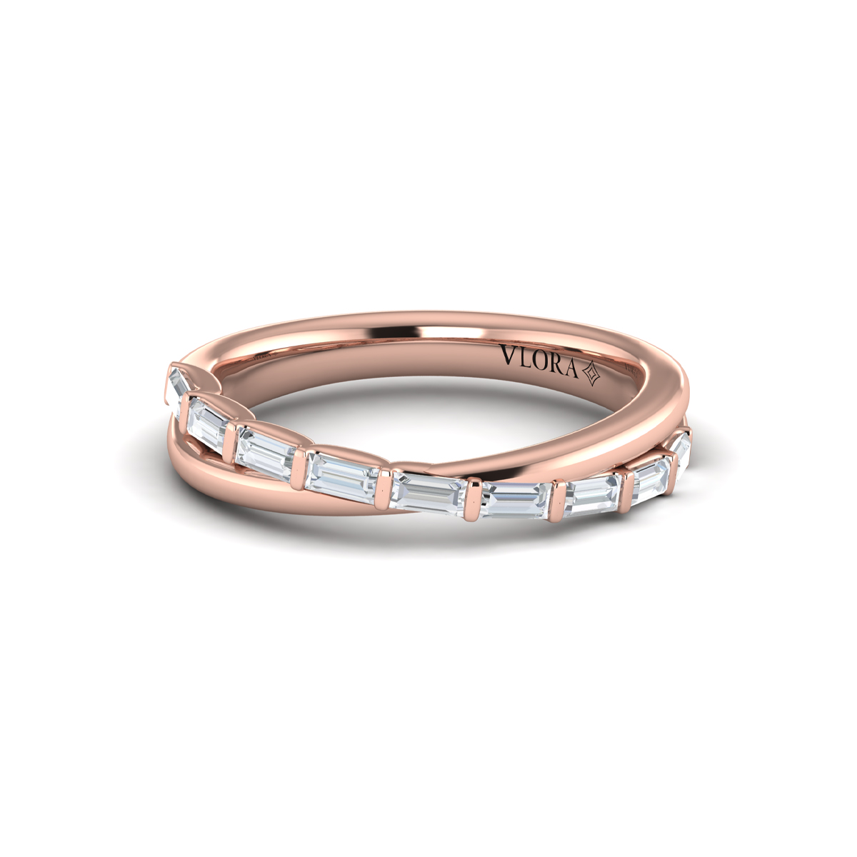 Crossed Baguette Stackable Band