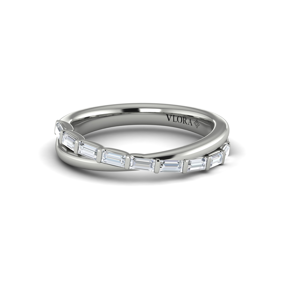 Crossed Baguette Stackable Band