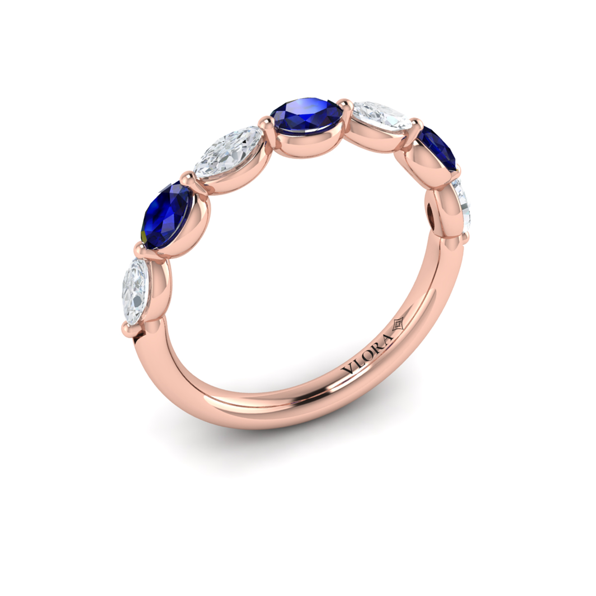 Sapphire and Diamond Stackable Band