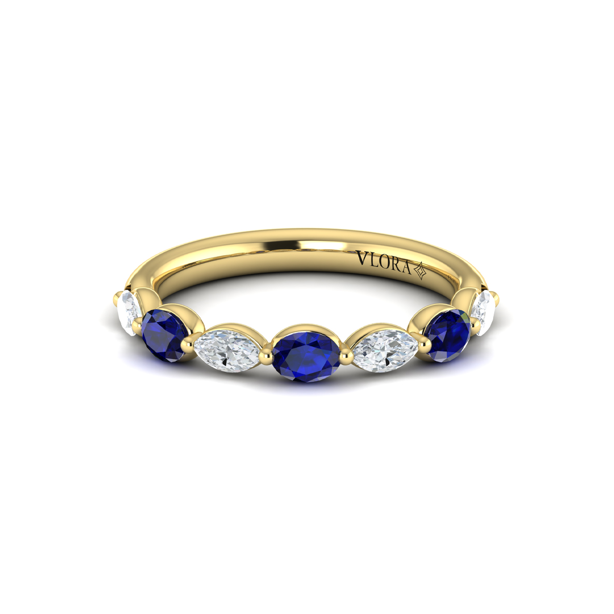 Sapphire and Diamond Stackable Band