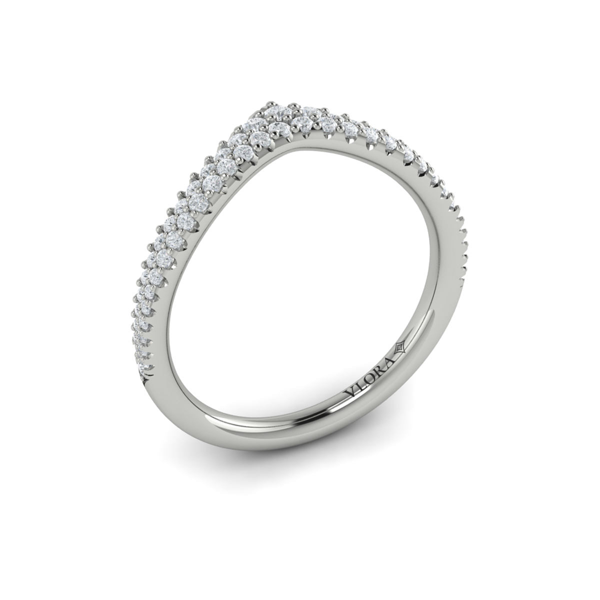 Pave Chevron Contoured Band