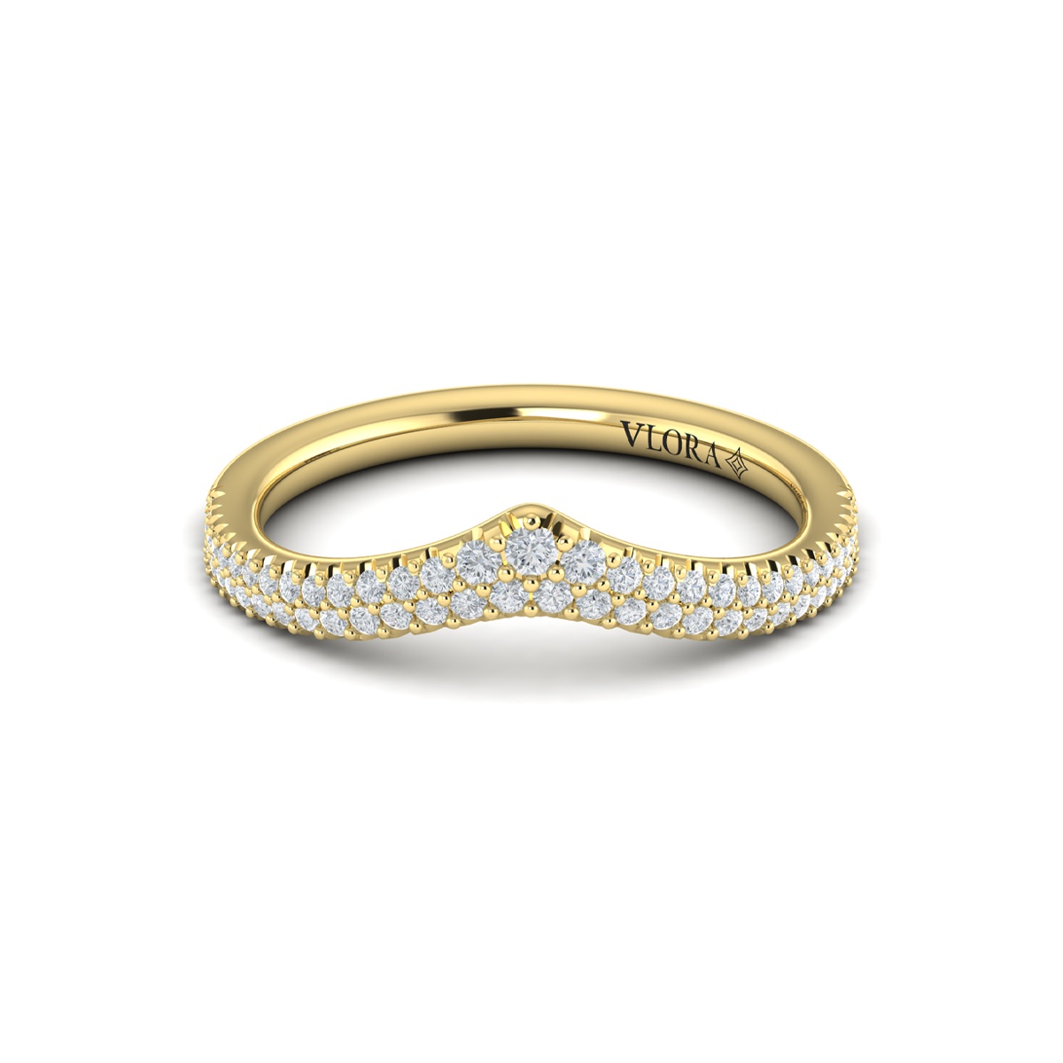 Pave Chevron Contoured Band