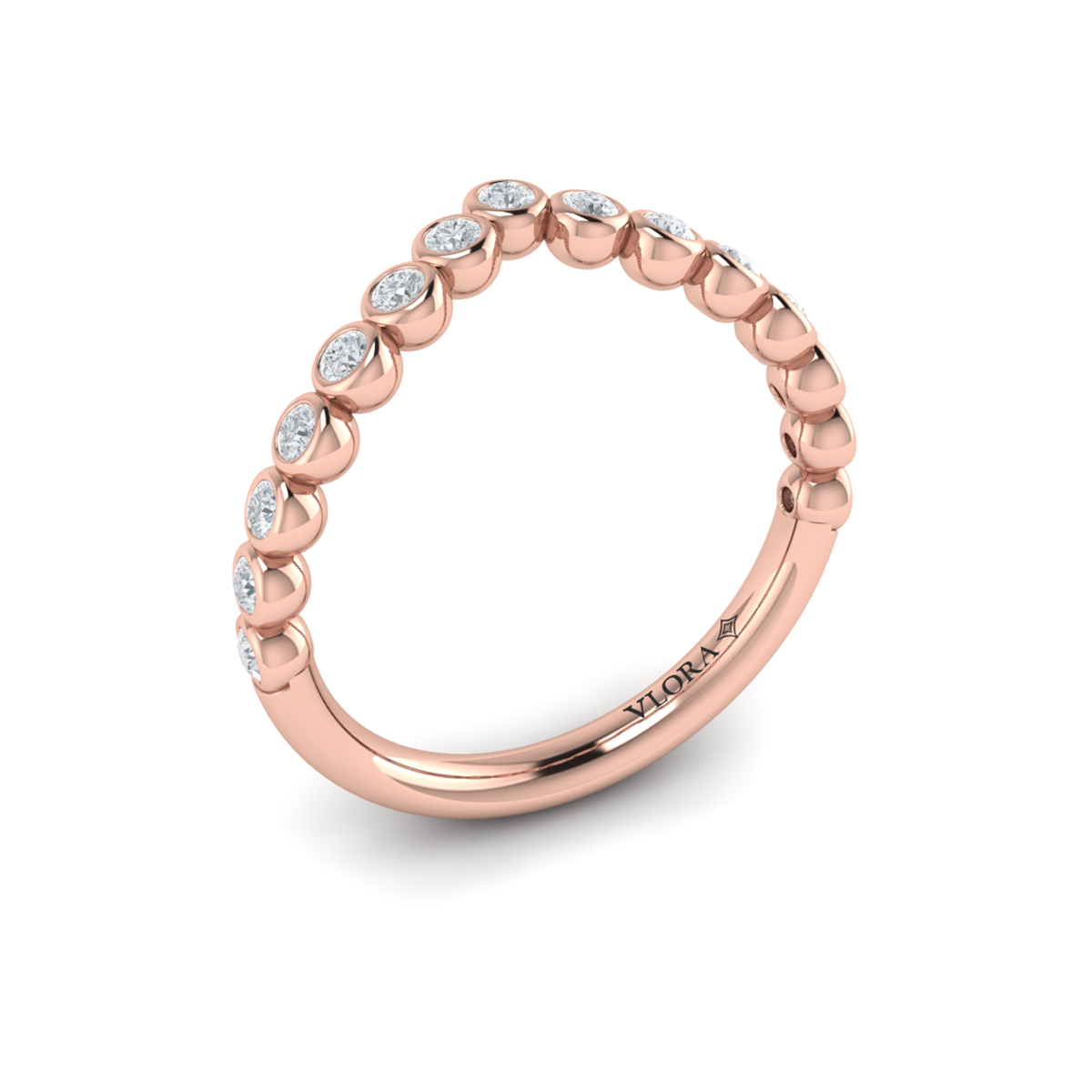 Bezel-Set Chevron Contoured Band