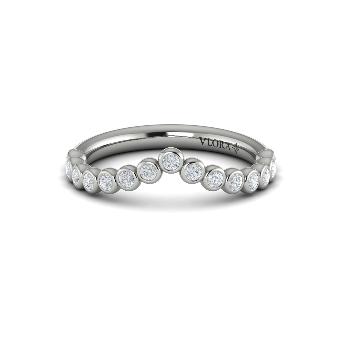 Bezel-Set Chevron Contoured Band