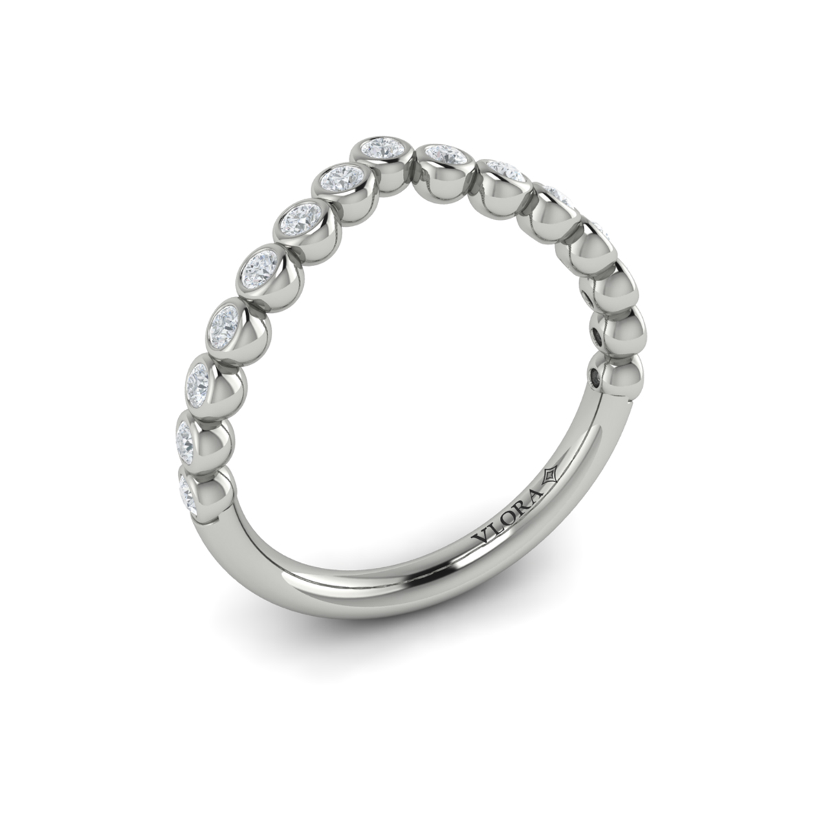 Bezel-Set Chevron Contoured Band