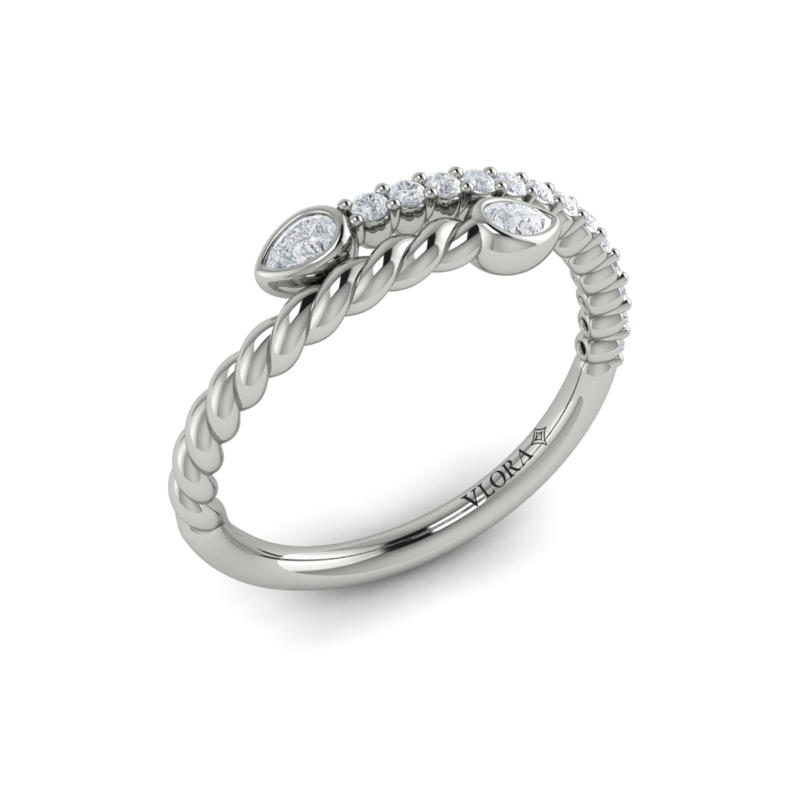 Beaded Bypass Stackable Ring