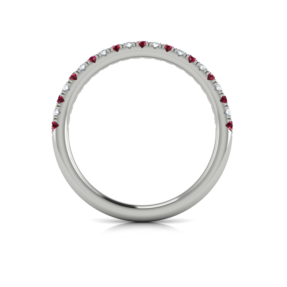 Slim Ruby and Diamond Stackable Band