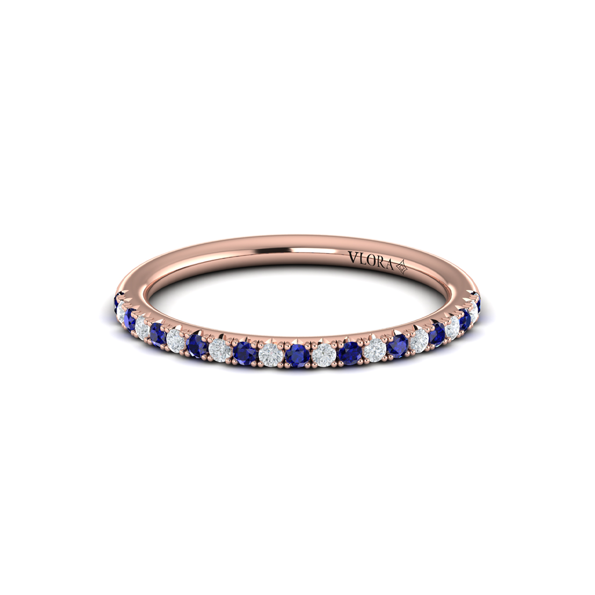Slim Sapphire and Diamond Stackable Band