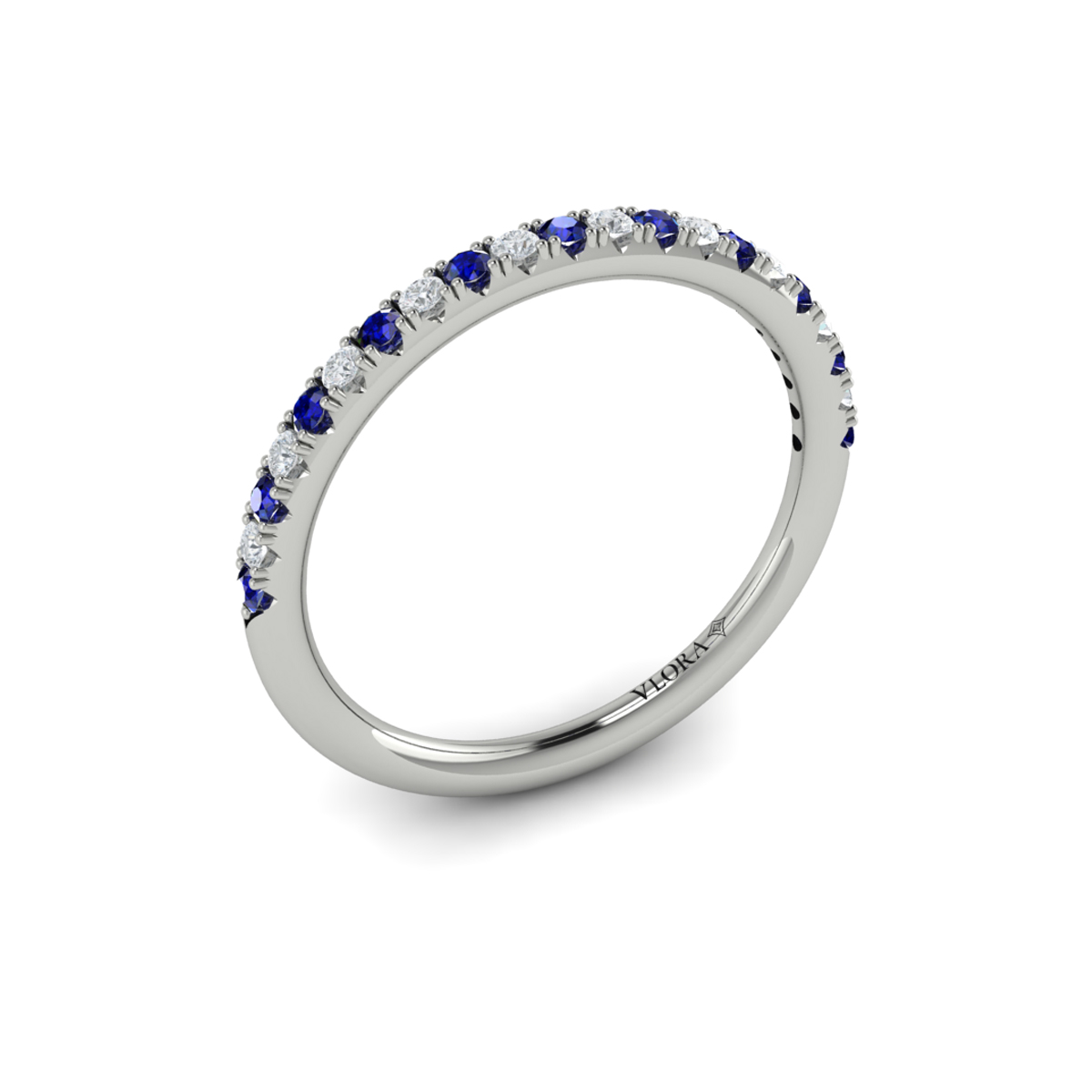 Slim Sapphire and Diamond Stackable Band